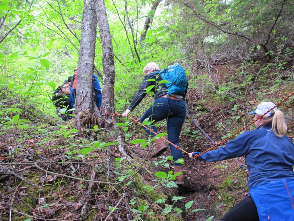 Hikers going uphill