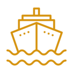 Logos - All Company 17 - Skagway Excursions - Skagway Excursions Orange ship icon sailing on stylized waves against a black background.