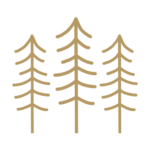Logos - All Company 7 - Skagway Excursions - Skagway Excursions Three stylized evergreen trees in brown on a black background.