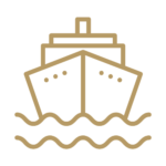 Logos - All Company 9 - Skagway Excursions - Skagway Excursions Icon of a ship's bow cutting through stylized waves in gold outline